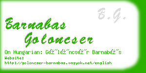 barnabas goloncser business card